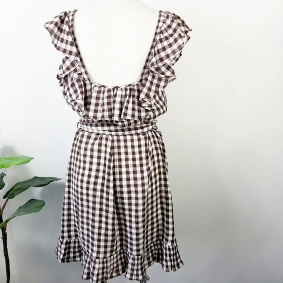 TOPSHOP Gingham Ruffle Mini Dress Sz 8 - Picture 6 of 8